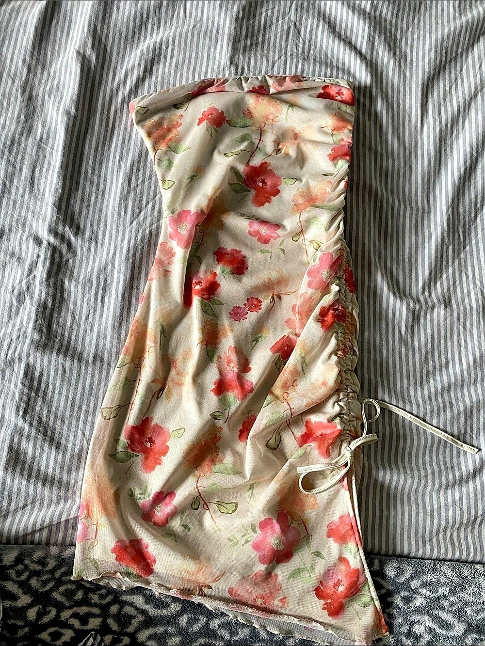 Floral Mini Dress in Pink & Cream Like New